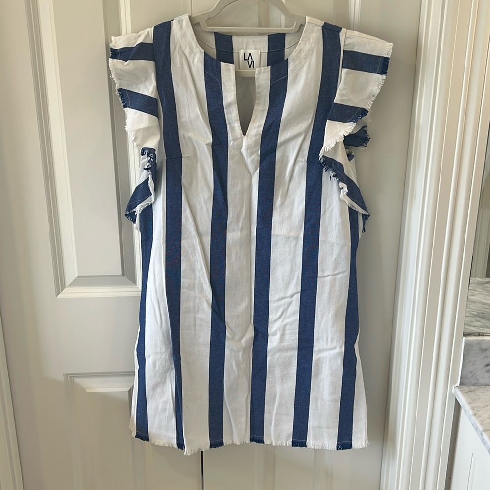 Blue and White Jean Mini Dress